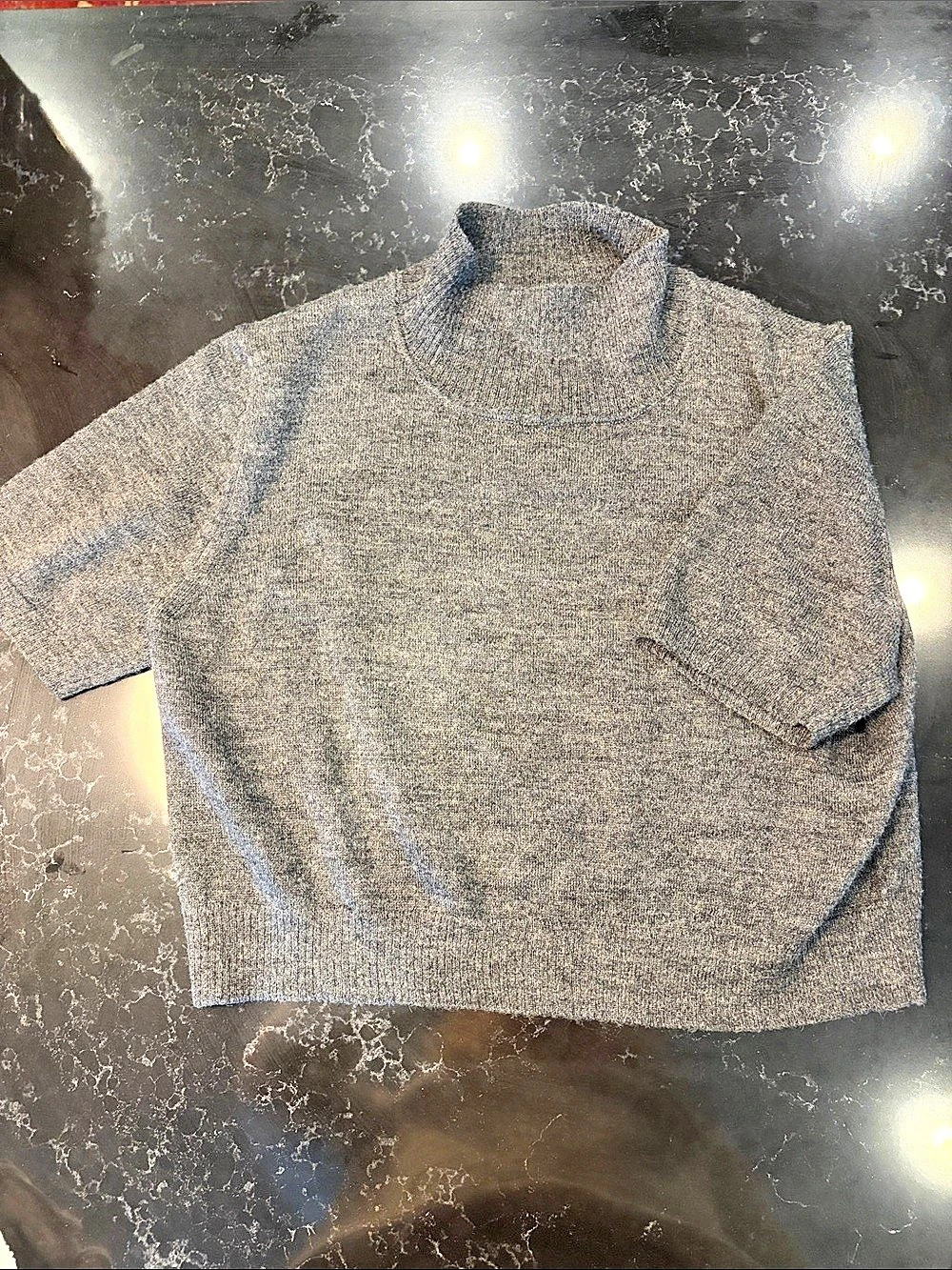 Rachel Comey Slightly Cropped Wool/Alpaca short sleeve turtleneck in charcoal